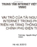 Bài giảng Vai trò của tài nguyên Internet trong phát triển hạ tầng thông tin và chính phủ điện tử