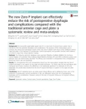 The new Zero-P implant can effectively reduce the risk of postoperative dysphagia and complications compared with the traditional anterior cage and plate: A systematic review and meta-analysis