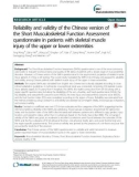 Reliability and validity of the Chinese version of the Short Musculoskeletal Function Assessment questionnaire in patients with skeletal muscle injury of the upper or lower extremities