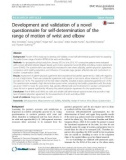 Development and validation of a novel questionnaire for self-determination of the range of motion of wrist and elbow