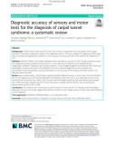 Diagnostic accuracy of sensory and motor tests for the diagnosis of carpal tunnel syndrome: A systematic review