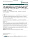 Fear–avoidance beliefs associated with perceived psychological and social factors at work among patients with neck and back pain: A cross-sectional multicentre study