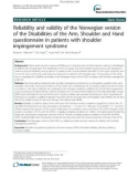 Reliability and validity of the Norwegian version of the Disabilities of the Arm, Shoulder and Hand questionnaire in patients with shoulder impingement syndrome