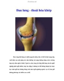 Đau lưng - thoái hóa khớp