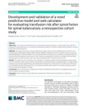 Development and validation of a novel predictive model and web calculator for evaluating transfusion risk after spinal fusion for spinal tuberculosis: A retrospective cohort study