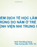 Bài giảng Đặc điểm dịch tễ học lâm sàng nhiễm trùng do nấm ở trẻ sơ sinh tại Bệnh viện Nhi Trung ương - NCS. Thái Bằng Giang