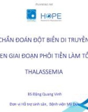 Bài giảng Chẩn đoán đột biến di truyền đơn gen giai đoạn phôi tiền làm tổ bệnh Thalassemia - BS. Đặng Quang Vinh