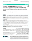 Gender- and age-based differences in outcomes of mechanically ventilated ICU patients: A Chinese multicentre retrospective study