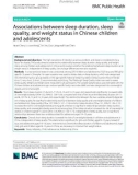 Associations between sleep duration, sleep quality, and weight status in Chinese children and adolescents