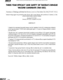 Hiệu quả và tính an toàn trong 03 năm của ứng cử viên vắc xin sốt xuất huyết của Takeda (TAK-003)