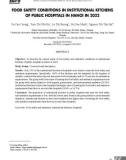 Thực trạng điều kiện an toàn vệ sinh thực phẩm tại bếp ăn tập thể bệnh viện công lập tuyến thành phố Hà Nội năm 2022