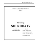 Bài giảng Nhi khoa 4: Phần 1 - Trường ĐH Võ Trường Toản (Năm 2017)