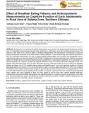 Effect of breakfast eating patterns and anthropometric measurements on cognitive function of early adolescents in rural area of Sidama zone, Southern Ethiopia