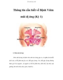 Thông tin cần biết về Bệnh Viêm mũi dị ứng (Kỳ 1)