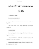 BỆNH SỐT RÉT ( MALARIA ) (Kỳ 13)