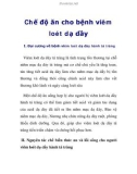 Chế độ ăn cho bệnh viêm loét dạ dầy