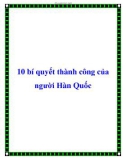 10 bí quyết thành công của người Hàn Quốc