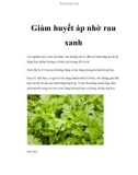 Giảm huyết áp nhờ rau xanh