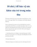 10 chú ý để bảo vệ sức khỏe của trẻ trong mùa thu