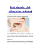 Bệnh khô mắt - cách phòng tránh và điều trị