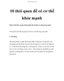 10 thói quen để có cơ thể khỏe mạnh