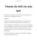 Vitamin cần thiết cho mùa lạnh