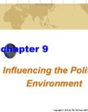 Lecture Business and society - Chapter 9: Influencing the political environment