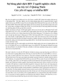 Sự bùng phát dịch HIV ở người nghiện chích ma túy trẻ ở Quảng Ninh: Các yếu tố nguy cơ nhiễm HIV