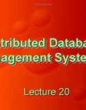 Distributed Database Management Systems: Lecture 20