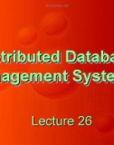 Distributed Database Management Systems: Lecture 26