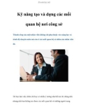 Kỹ năng tạo và dựng các mối quan hệ nơi công sở