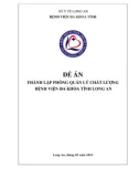 Đề án Thành lập phòng quản lý chất lượng bệnh viện đa khoa tỉnh Long An