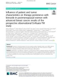 Influence of patient and tumor characteristics on therapy persistence with letrozole in postmenopausal women with advanced breast cancer: Results of the prospective observational EvAluate-TM study