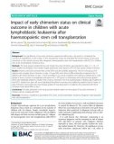 Impact of early chimerism status on clinical outcome in children with acute lymphoblastic leukaemia after haematopoietic stem cell transplantation