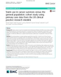 Statin use in cancer survivors versus the general population: Cohort study using primary care data from the UK clinical practice research datalink