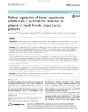 Robust expression of tumor suppressor miRNA's let-7 and miR-195 detected in plasma of Saudi female breast cancer patients