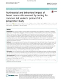 Psychosocial and behavioral impact of breast cancer risk assessed by testing for common risk variants: Protocol of a prospective study