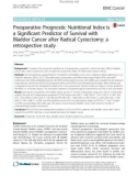 Preoperative prognostic nutritional index is a significant predictor of survival with bladder cancer after radical cystectomy: A retrospective study