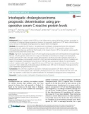 Intrahepatic cholangiocarcinoma prognostic determination using preoperative serum C-reactive protein levels