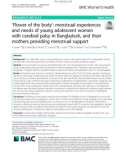 ‘Flower of the body': Menstrual experiences and needs of young adolescent women with cerebral palsy in Bangladesh, and their mothers providing menstrual support