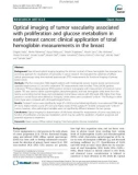 Optical imaging of tumor vascularity associated with proliferation and glucose metabolism in early breast cancer: Clinical application of total hemoglobin measurements in the breast