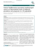 Human Papillomavirus-associated oropharyngeal cancer: An observational study of diagnosis, prevalence and prognosis in a UK population