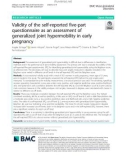 Validity of the self-reported five-part questionnaire as an assessment of generalized joint hypermobility in early pregnancy