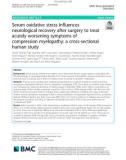 Serum oxidative stress influences neurological recovery after surgery to treat acutely worsening symptoms of compression myelopathy: A cross-sectional human study