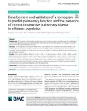 Development and validation of a nomogram to predict pulmonary function and the presence of chronic obstructive pulmonary disease in a Korean population