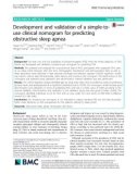 Development and validation of a simple-touse clinical nomogram for predicting obstructive sleep apnea