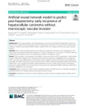 Artificial neural network model to predict post-hepatectomy early recurrence of hepatocellular carcinoma without macroscopic vascular invasion