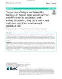 Comparison of fatigue and fatigability correlates in Korean breast cancer survivors and differences in associations with anxiety, depression, sleep disturbance, and endocrine symptoms: A randomized controlled trial