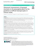 Ultrasound measurement of laryngeal structures in the parasagittal plane for the prediction of difficult laryngoscopies in Chinese adults