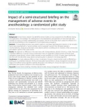 Impact of a semi-structured briefing on the management of adverse events in anesthesiology: A randomized pilot study